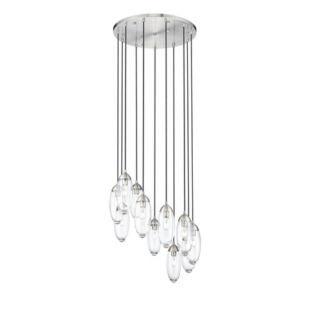 Z-Lite Arden Chandelier, 11-Light, 24 In.W x 12 In.H, Brushed Nickel/Clear 651P-11R-BN